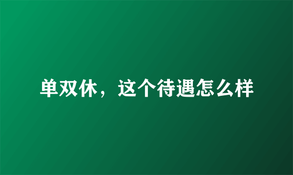 单双休，这个待遇怎么样