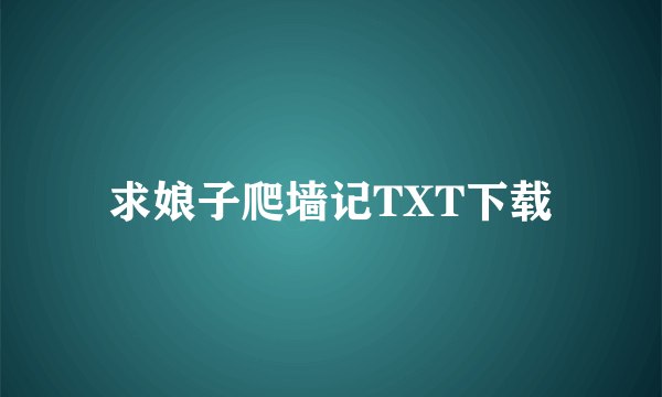 求娘子爬墙记TXT下载