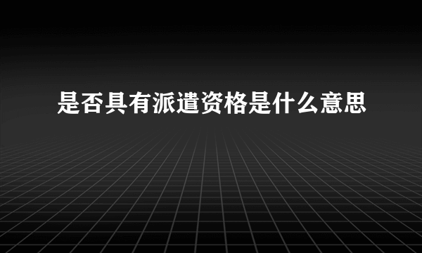 是否具有派遣资格是什么意思