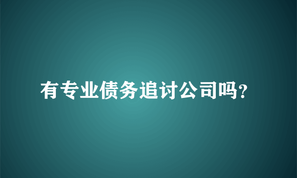 有专业债务追讨公司吗？