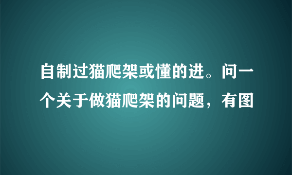 自制过猫爬架或懂的进。问一个关于做猫爬架的问题，有图