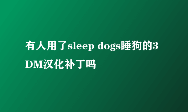 有人用了sleep dogs睡狗的3DM汉化补丁吗
