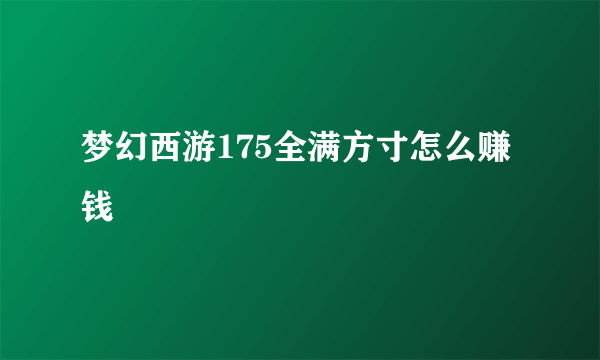 梦幻西游175全满方寸怎么赚钱