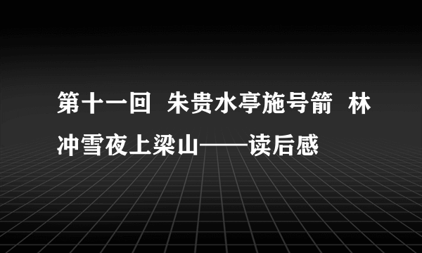 第十一回  朱贵水亭施号箭  林冲雪夜上梁山——读后感
