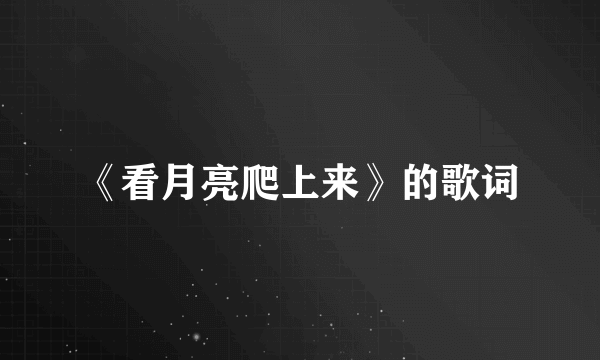 《看月亮爬上来》的歌词