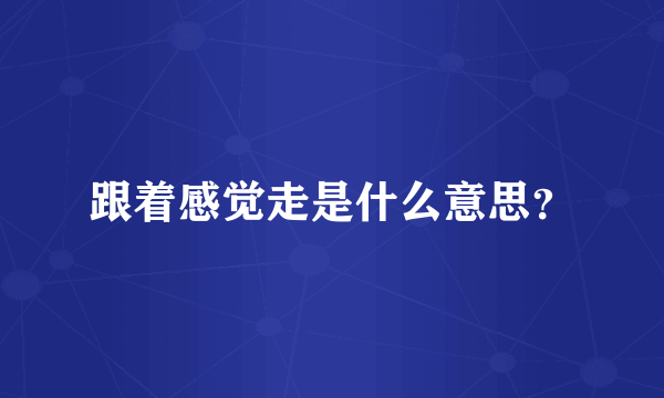 跟着感觉走是什么意思？