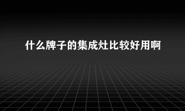 什么牌子的集成灶比较好用啊