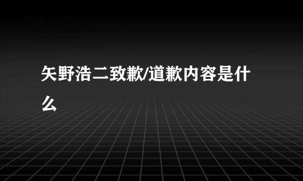 矢野浩二致歉/道歉内容是什么