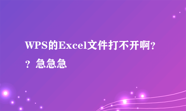 WPS的Excel文件打不开啊？？急急急