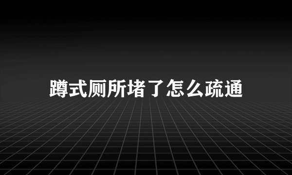 蹲式厕所堵了怎么疏通
