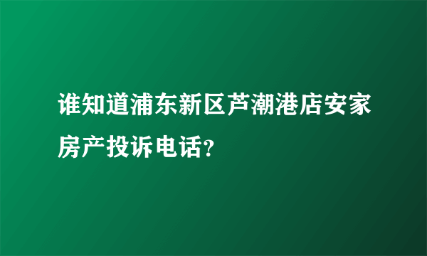 谁知道浦东新区芦潮港店安家房产投诉电话？