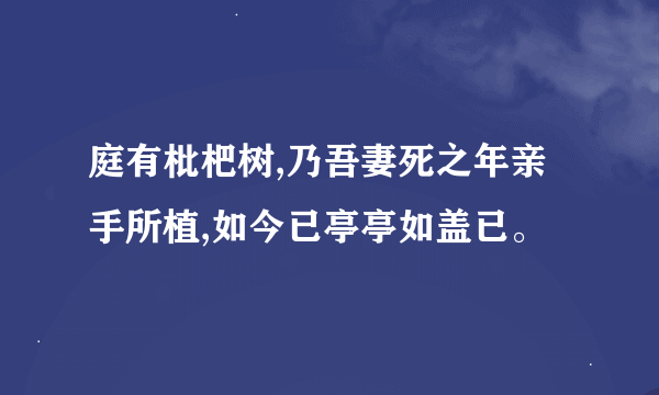 庭有枇杷树,乃吾妻死之年亲手所植,如今已亭亭如盖已。