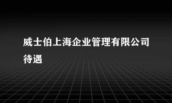 威士伯上海企业管理有限公司待遇