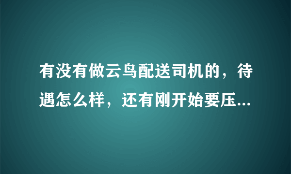 有没有做云鸟配送司机的，待遇怎么样，还有刚开始要压一个月的工资可靠吗