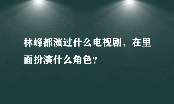 林峰都演过什么电视剧，在里面扮演什么角色？