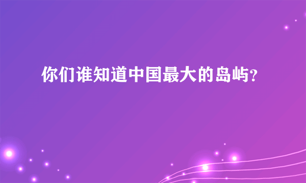 你们谁知道中国最大的岛屿？