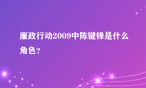 廉政行动2009中陈键锋是什么角色？