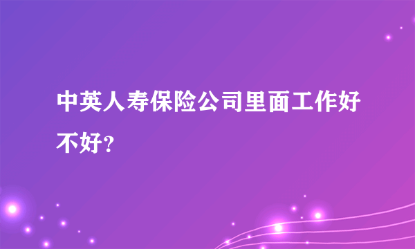 中英人寿保险公司里面工作好不好？