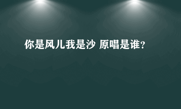 你是风儿我是沙 原唱是谁？