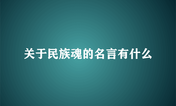 关于民族魂的名言有什么