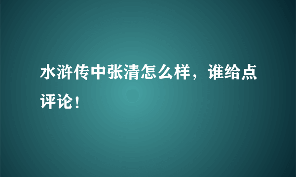 水浒传中张清怎么样，谁给点评论！