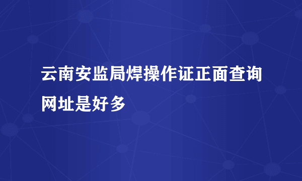 云南安监局焊操作证正面查询网址是好多