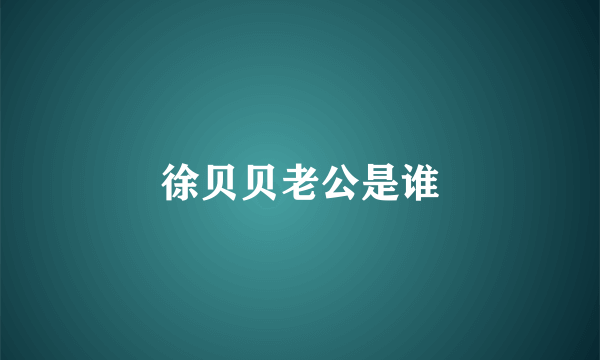 徐贝贝老公是谁