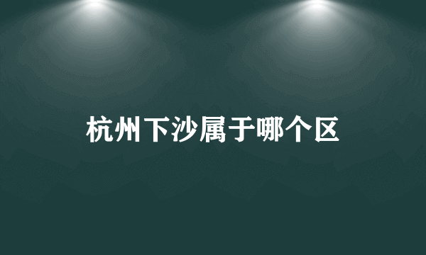 杭州下沙属于哪个区