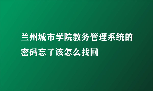 兰州城市学院教务管理系统的密码忘了该怎么找回