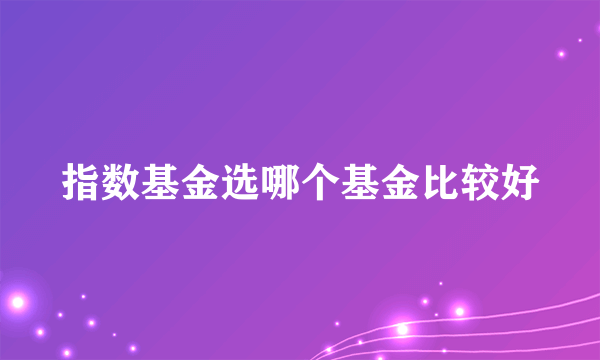 指数基金选哪个基金比较好