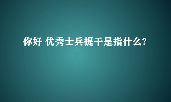 你好 优秀士兵提干是指什么?