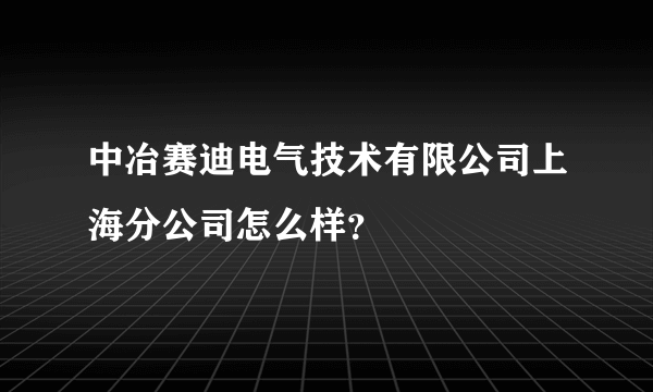 中冶赛迪电气技术有限公司上海分公司怎么样？