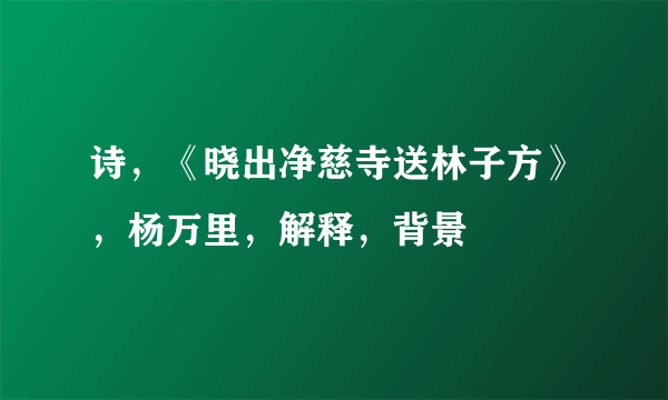 诗，《晓出净慈寺送林子方》，杨万里，解释，背景