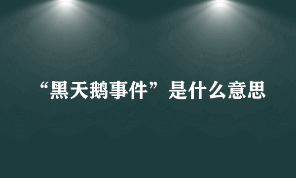 “黑天鹅事件”是什么意思
