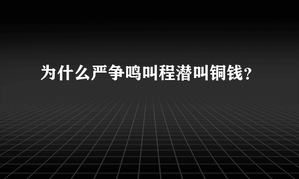 为什么严争鸣叫程潜叫铜钱？