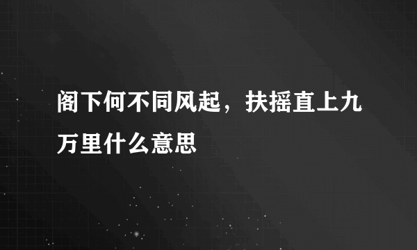 阁下何不同风起，扶摇直上九万里什么意思