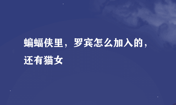 蝙蝠侠里，罗宾怎么加入的，还有猫女