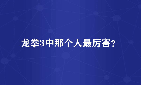 龙拳3中那个人最厉害？