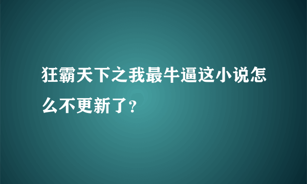 狂霸天下之我最牛逼这小说怎么不更新了？