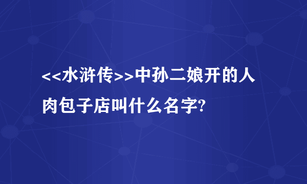 <<水浒传>>中孙二娘开的人肉包子店叫什么名字?