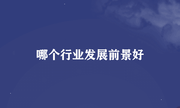 哪个行业发展前景好