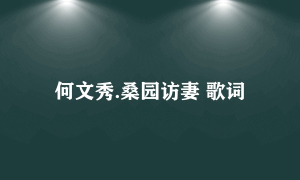 何文秀.桑园访妻 歌词