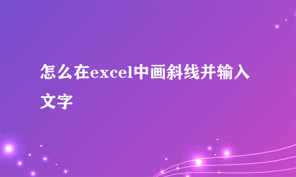 怎么在excel中画斜线并输入文字