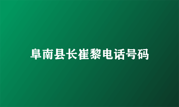 阜南县长崔黎电话号码