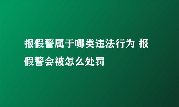 报假警属于哪类违法行为 报假警会被怎么处罚