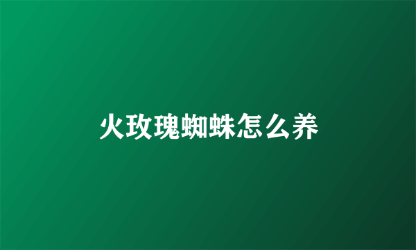 火玫瑰蜘蛛怎么养