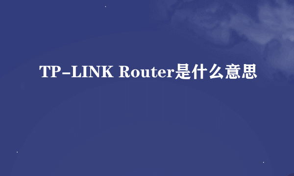 TP-LINK Router是什么意思