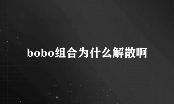 bobo组合为什么解散啊