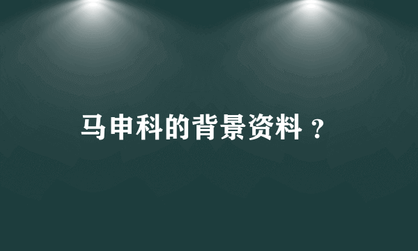 马申科的背景资料 ？