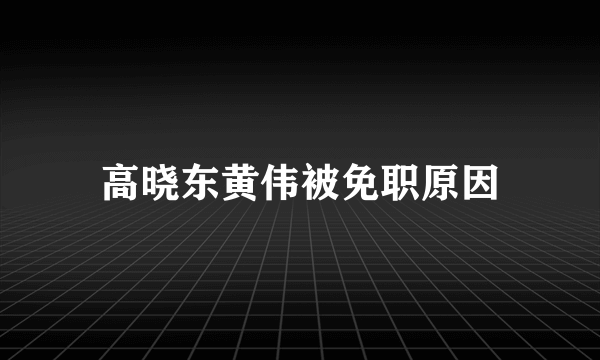 高晓东黄伟被免职原因